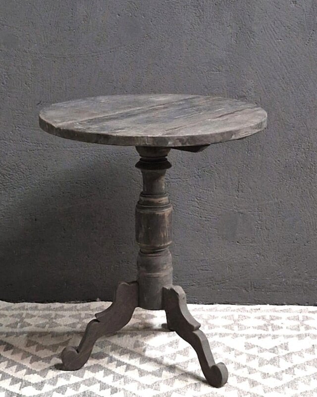 Luksa Home Collection Houten Wijntafel Bas | Antique Grey | D80 cm