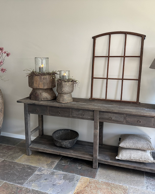 Luksa Home Collection Lange Wandtafel | Antique Grey | H87xB240xD50