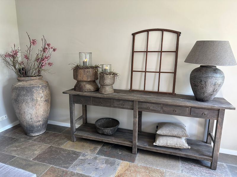 Luksa Home Collection Lange Wandtafel | Antique Grey | H87xB240xD50 Cm