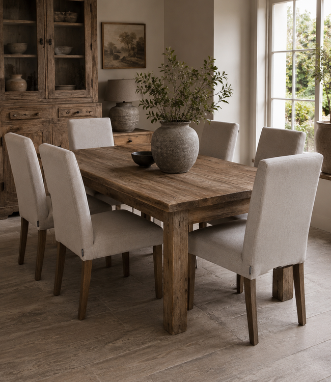 Luksa Home Collection Eetkamerstoel Nora | 100% Linnen - Taupe Of Beige
