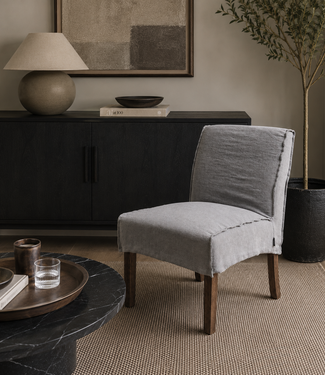 Luksa Home Collection Eetkamerstoel Nine | Espresso | 100% Linnen | H86 cm