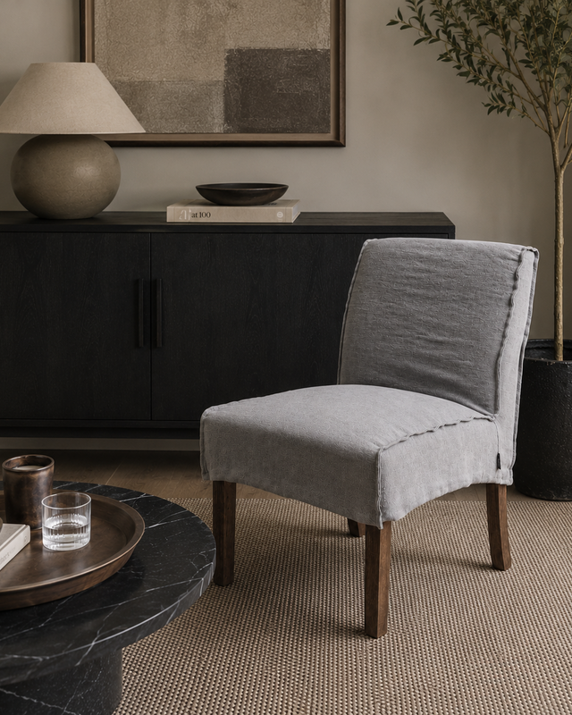Luksa Home Collection Eetkamerstoel Nine | Espresso | 100% Linnen | H86 cm