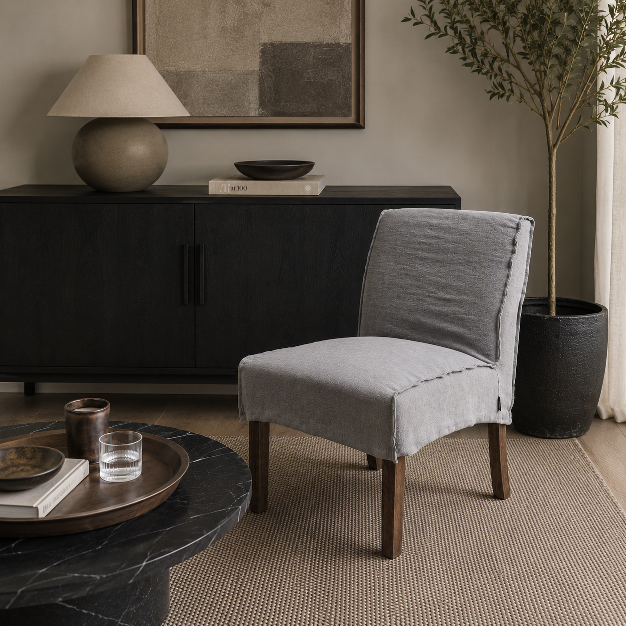Luksa Home Collection Eetkamerstoel Nine | Espresso | 100% Linnen | H86 cm