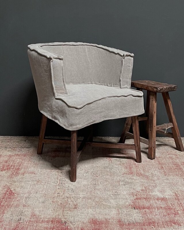 Luksa Home Collection Stoel Gijsje | Taupe | 100% Linnen | H78 cm