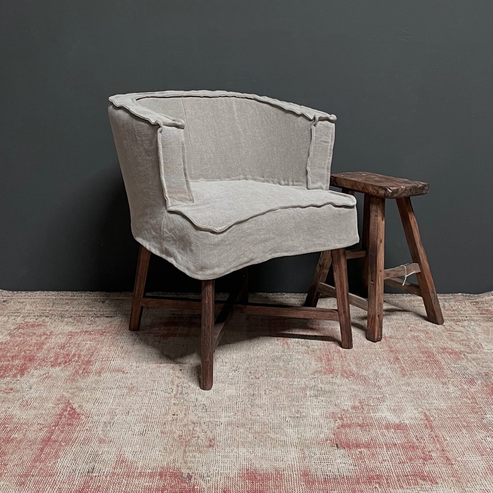 Luksa Home Collection Stoel Gijsje | Taupe | 100% Linnen | H78 cm