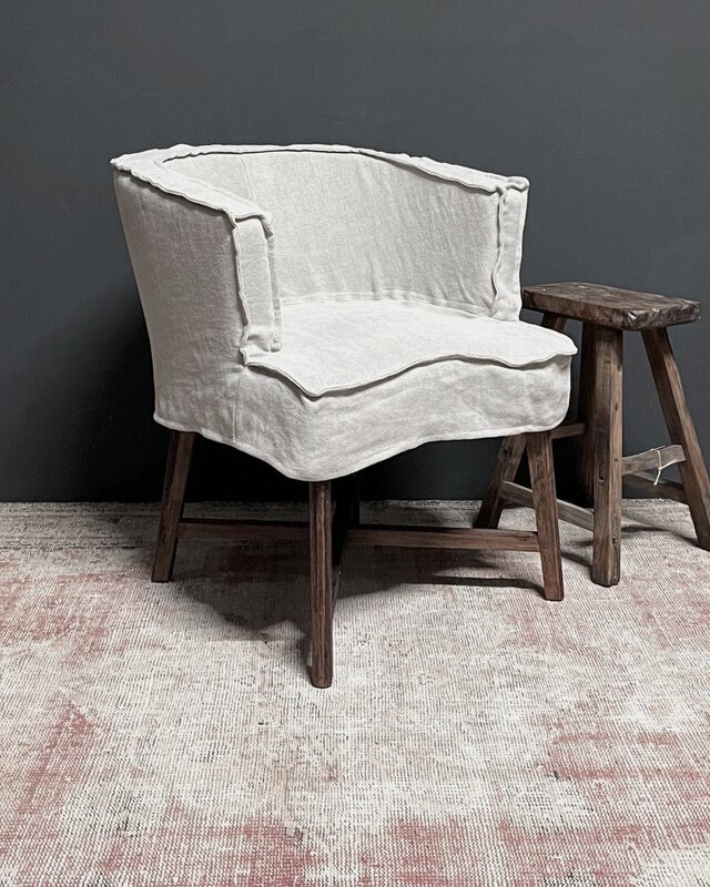 Luksa Home Collection Stoel Gijsje | Beige | 100% Linnen | H78 cm