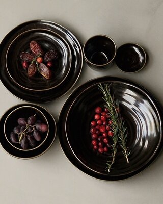 Luksa Home Collection Dessert Bord Trulli | Donkerbruin | Set Van 4 | H3 x D17,5 cm