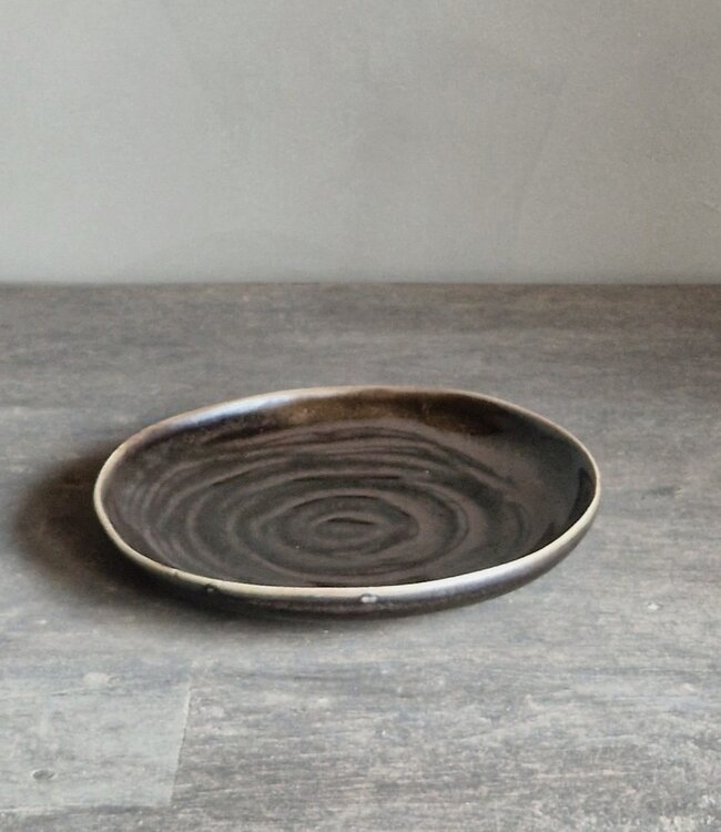 Luksa Home Collection Dessert Bord Trulli | Donkerbruin | Set Van 4 | H3 x D17,5 cm