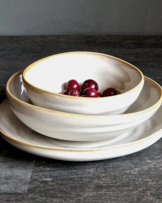 Luksa Home Collection Dessert Bord Trulli | Beige | Set Van 4 | H3 x D17,5 cm