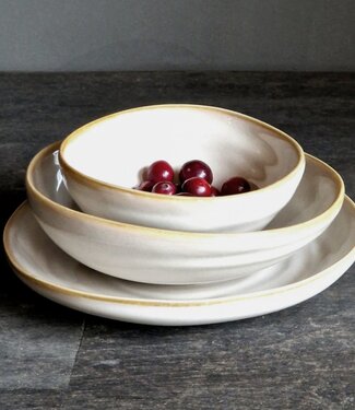 Luksa Home Collection Dessert Bord Trulli | Beige | Set Van 4 | H3 x D17,5 cm