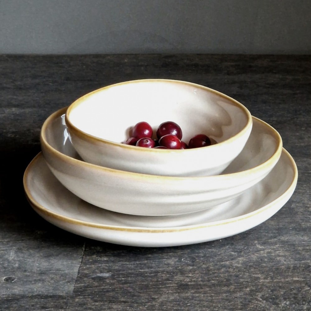 Luksa Home Collection Dessert Bord Trulli | Beige | Set Van 4 | H3 x D17,5 cm