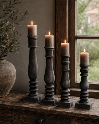 Luksa Home Collection Houten Baluster Bo | Antique Grey | 4 Maten