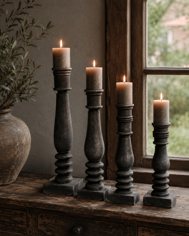 Luksa Home Collection Houten Baluster Bo | Antique Grey | 4 Maten