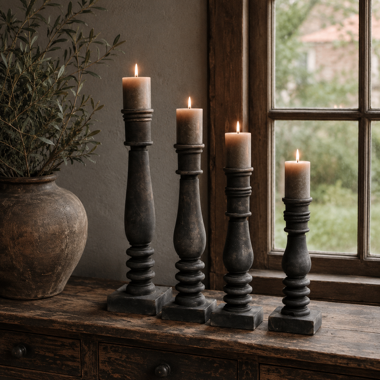 Luksa Home Collection Houten Baluster Bo | Antique Grey | 4 Maten