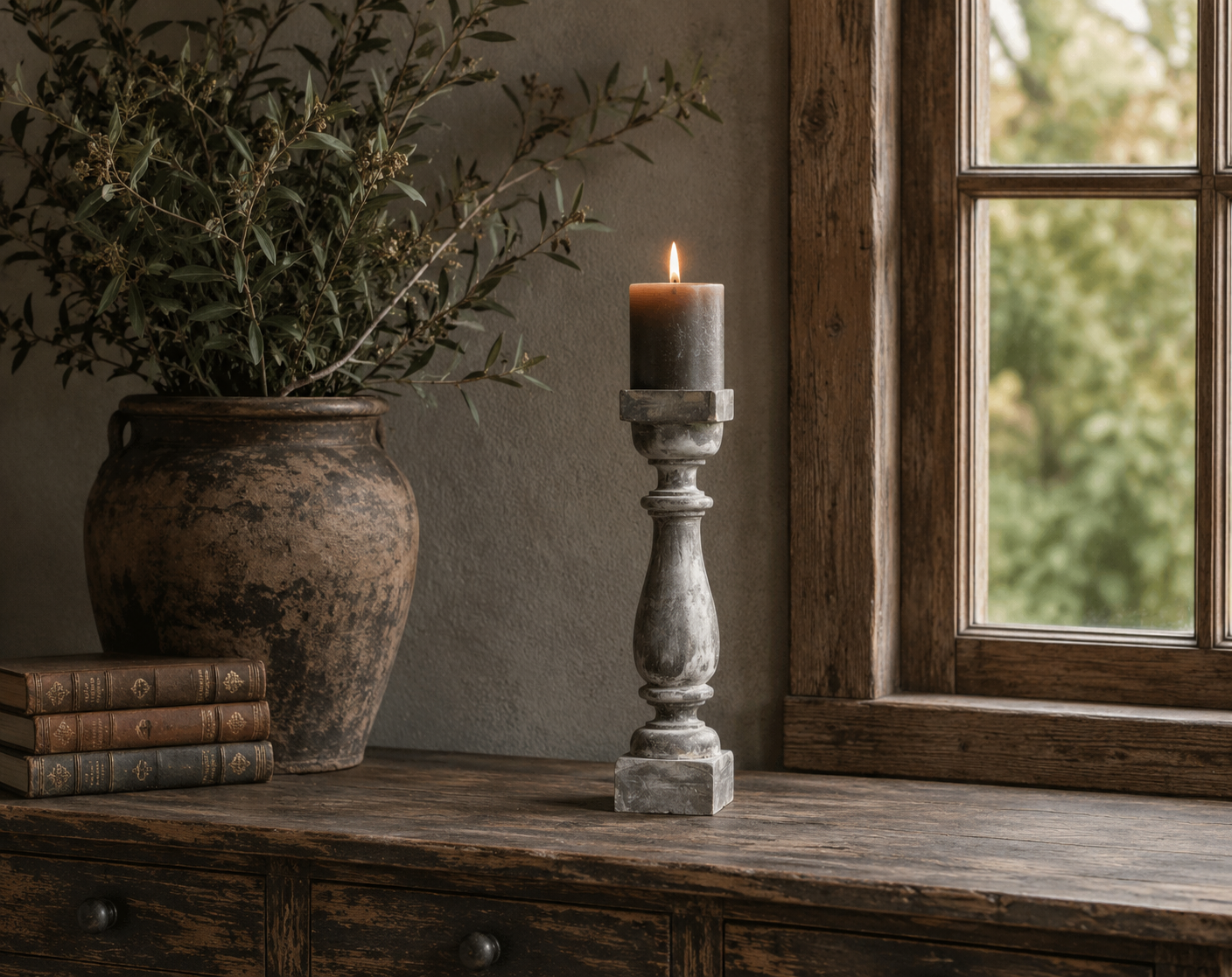 Luksa Home Collection Baluster Riley | Antique Grey | H50 x B12 x D12 cm
