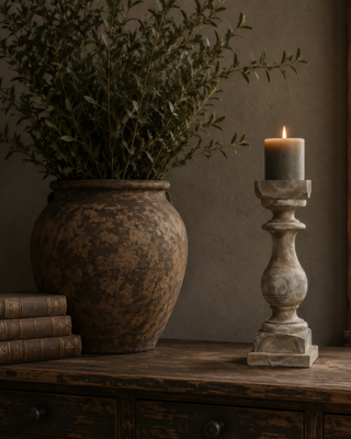 Luksa Home Collection Baluster Ruby | Antique Grey | H56 x B20 x D20 cm