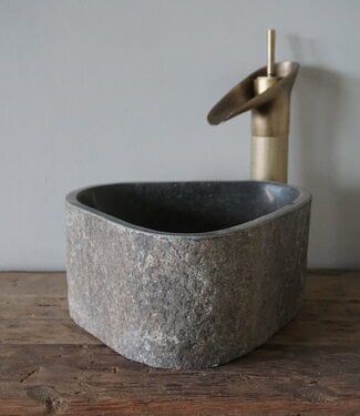 Rene Houtman Kleine Stenen Waskom + Spoelgat | H13,5 x B28 x D27 cm