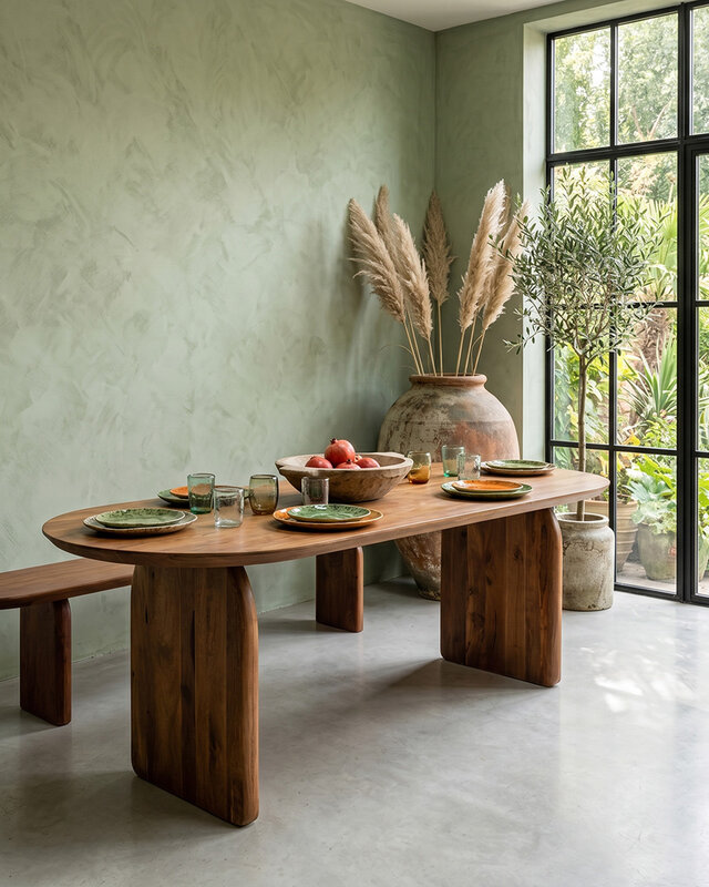 Raw Materials Amsterdam Bullnose Eettafel | Bruin | Gesloten | H76 x B200 x D90 cm