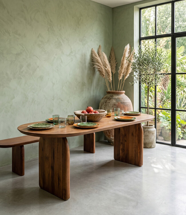 Raw Materials Amsterdam Bullnose Eettafel | Bruin | Gesloten | H76 x B200 x D90 cm