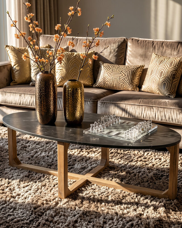 Raw Materials Amsterdam Salontafel | Marmeren | Ovaal | Zwart | L120 x B60 x H38