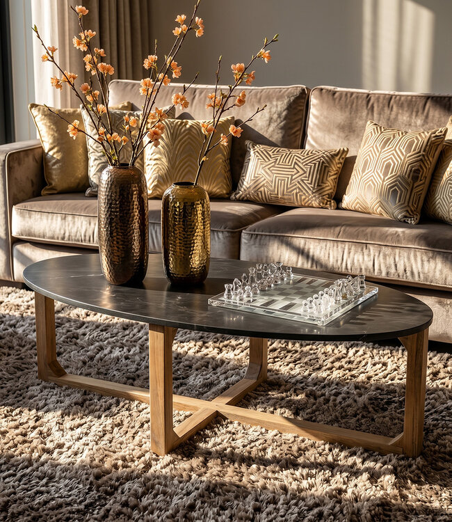Raw Materials Amsterdam Salontafel | Marmeren | Ovaal | Zwart | L120 x B60 x H38