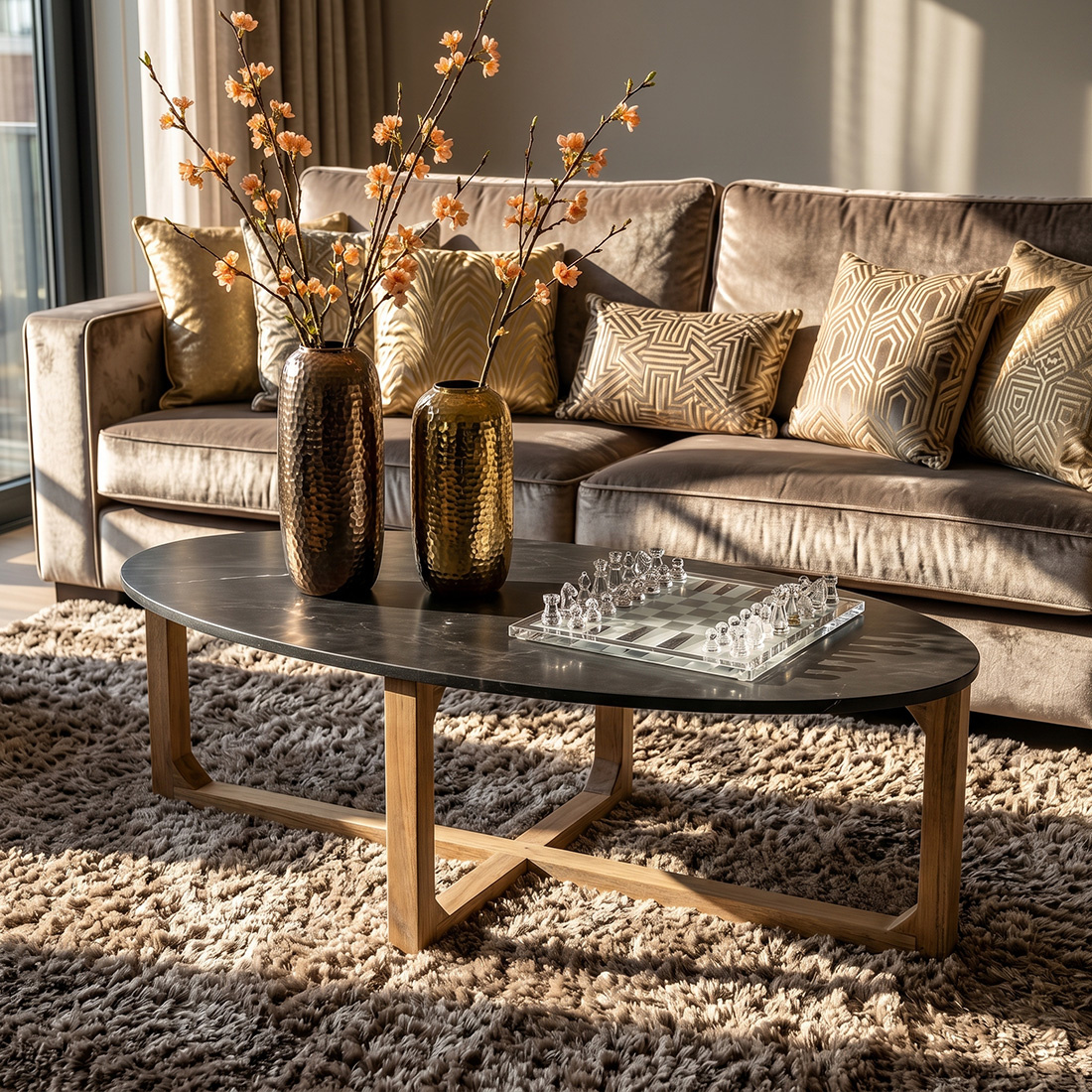 Raw Materials Amsterdam Salontafel | Marmeren | Ovaal | Zwart | L120 x B60 x H38