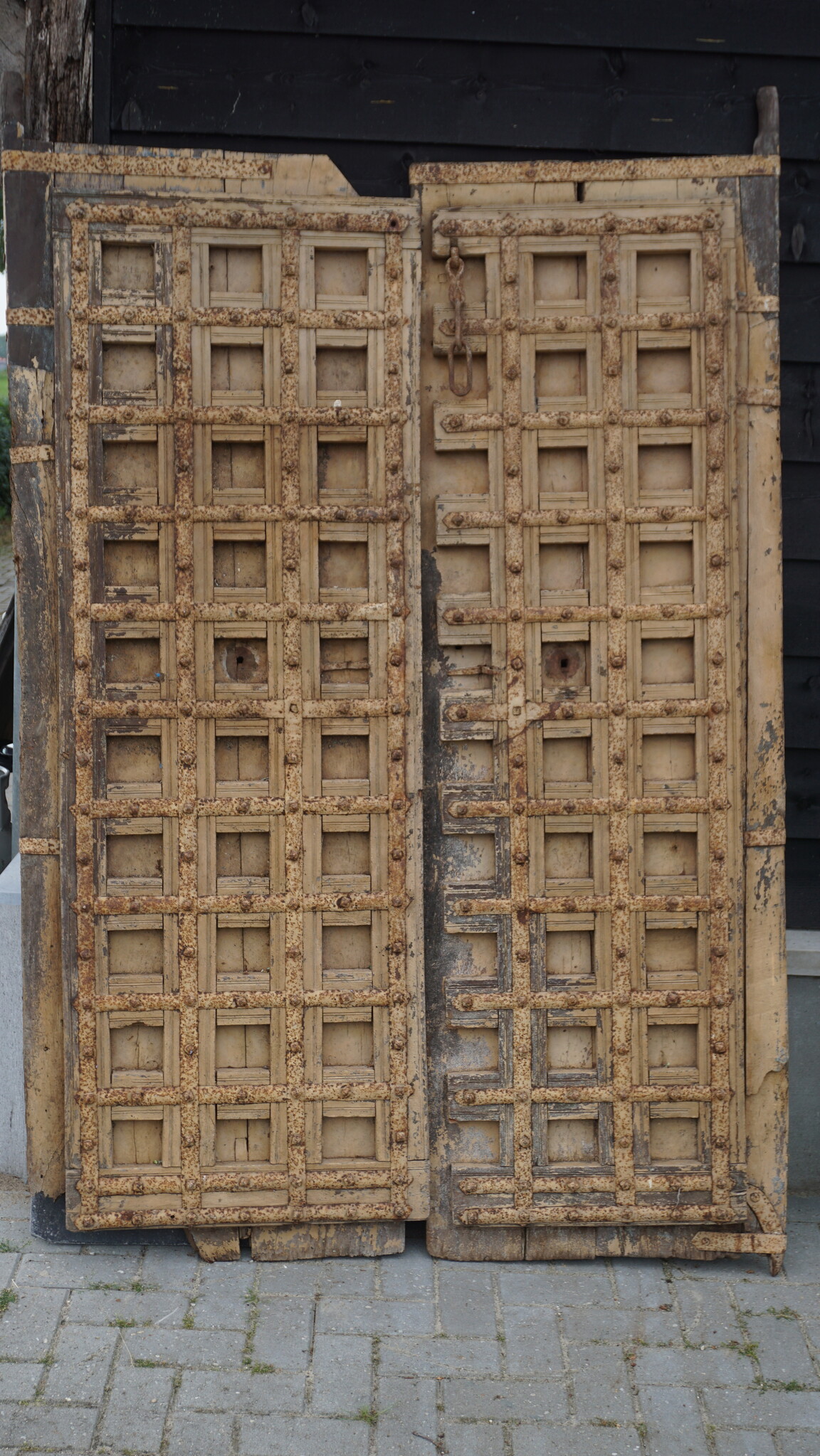 Rene Houtman Deurenset | Verweerd Beige Oud Hout India | H213 x B135 cm