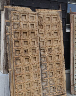 Rene Houtman Deurenset | Verweerd Beige Oud Hout India | H213 x B135 cm