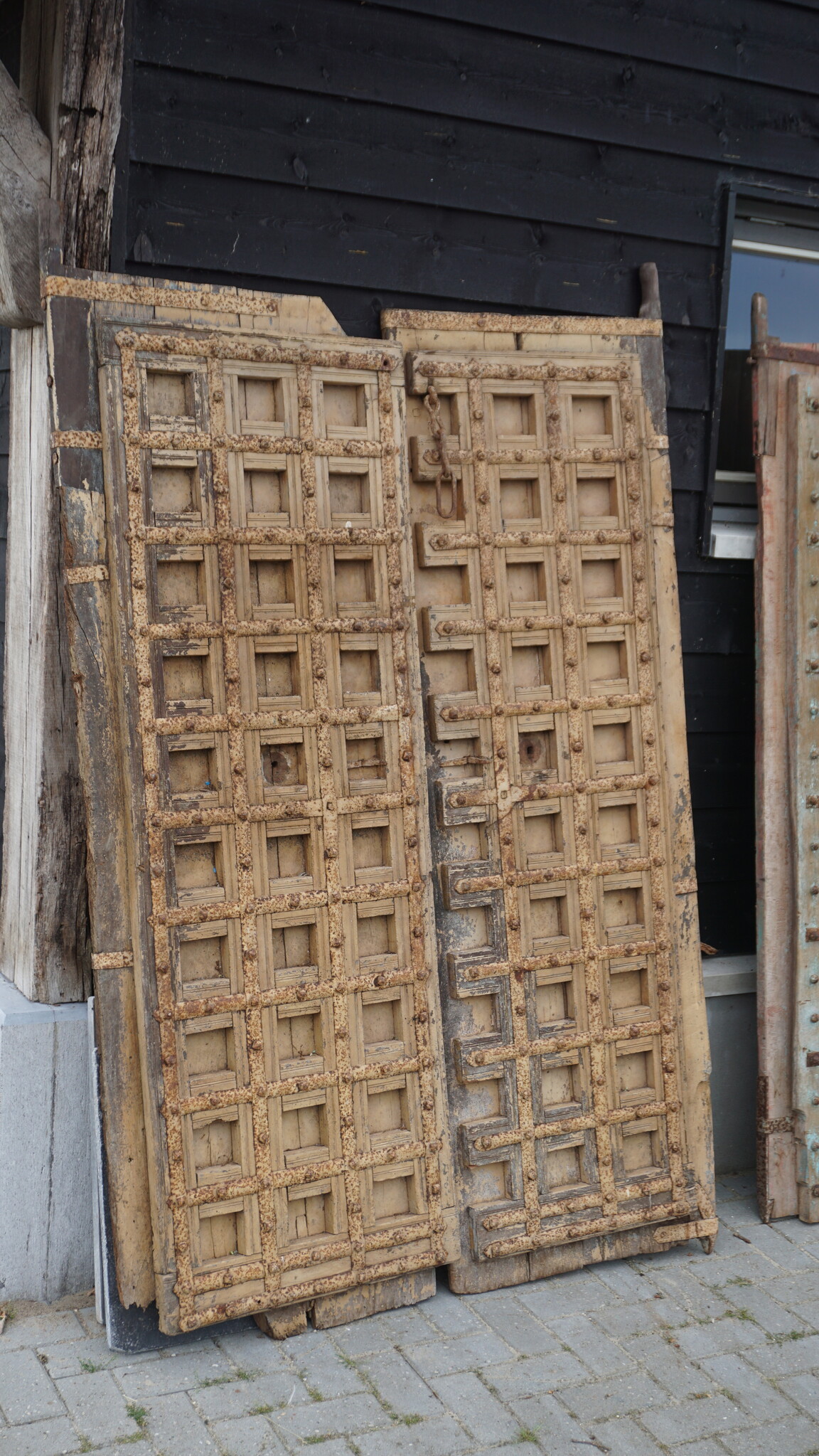 Rene Houtman Deurenset | Verweerd Beige Oud Hout India | H213 x B135 cm