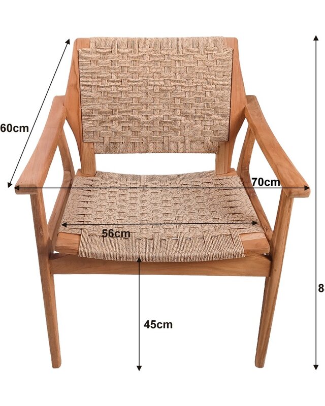 Rene Houtman Tuinstoel Tilla - Teakhout/Rotan H88 x B70 x D68 Cm