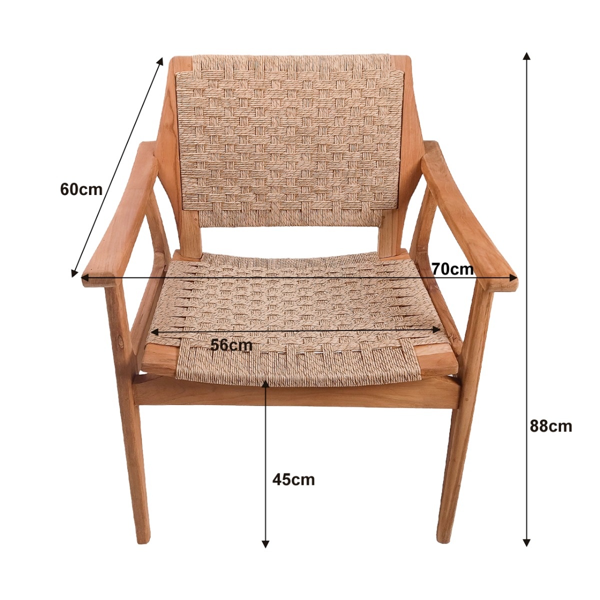 Rene Houtman Tuinstoel Tilla - Teakhout/Rotan H88 x B70 x D68 Cm