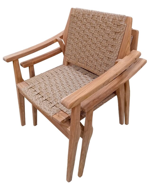 Rene Houtman Tuinstoel Tilla - Teakhout/Rotan H88 x B70 x D68 Cm