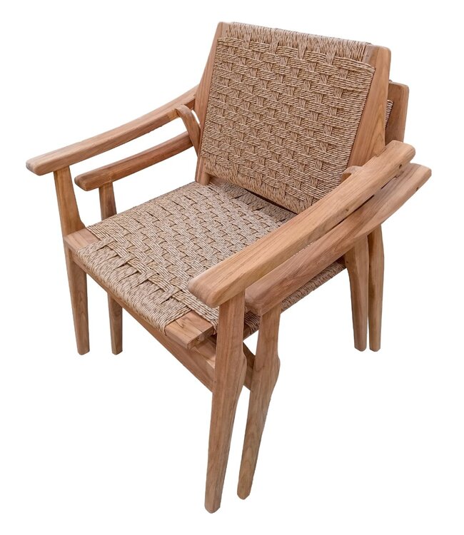 Rene Houtman Tuinstoel Tilla - Teakhout/Rotan H88 x B70 x D68 Cm