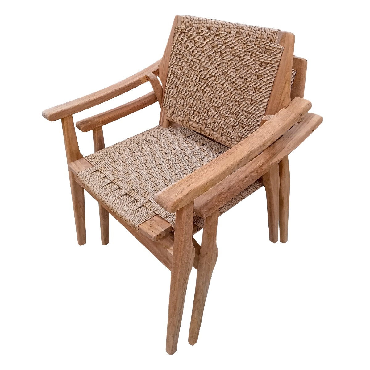 Rene Houtman Tuinstoel Tilla - Teakhout/Rotan H88 x B70 x D68 Cm