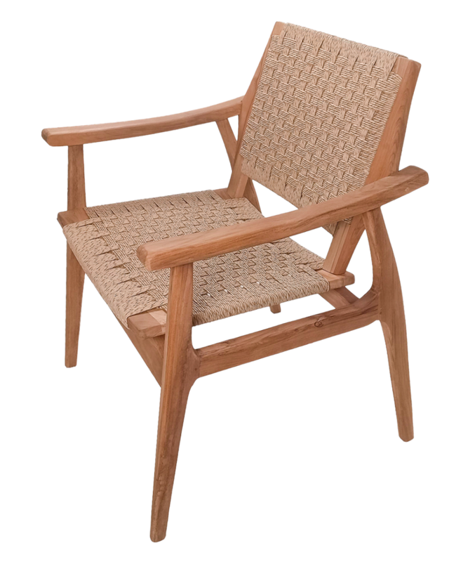 Rene Houtman Tuinstoel Tilla - Teakhout/Rotan H88 x B70 x D68 Cm