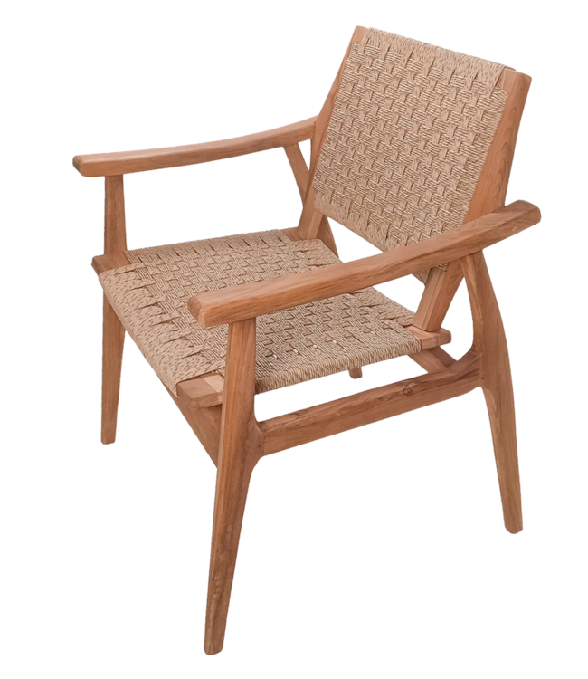 Rene Houtman Tuinstoel Tilla - Teakhout/Rotan H88 x B70 x D68 Cm