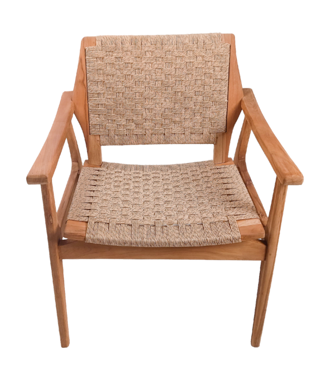 Rene Houtman Tuinstoel Tilla - Teakhout/Rotan H88 x B70 x D68 Cm