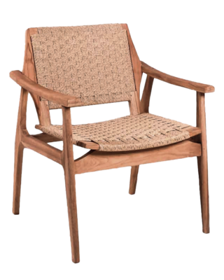 Rene Houtman Tuinstoel Tilla - Teakhout/Rotan H88 x B70 x D68 Cm