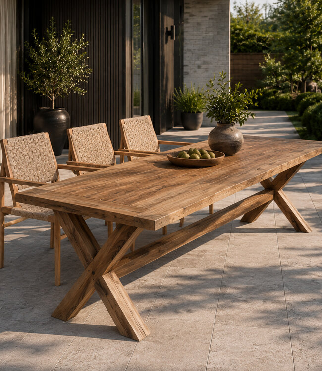 Rene Houtman Tuinstoel Tilla - Teakhout/Rotan H88 x B70 x D68 Cm
