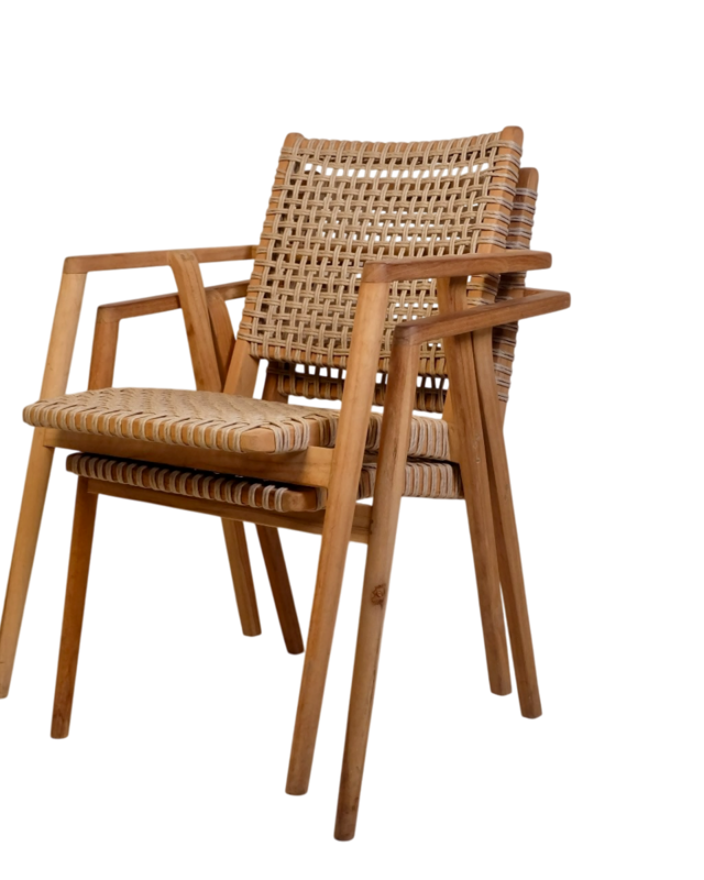 Rene Houtman Tuinstoel Alya - Teakhout/Rotan H84 x B63 x D58 Cm