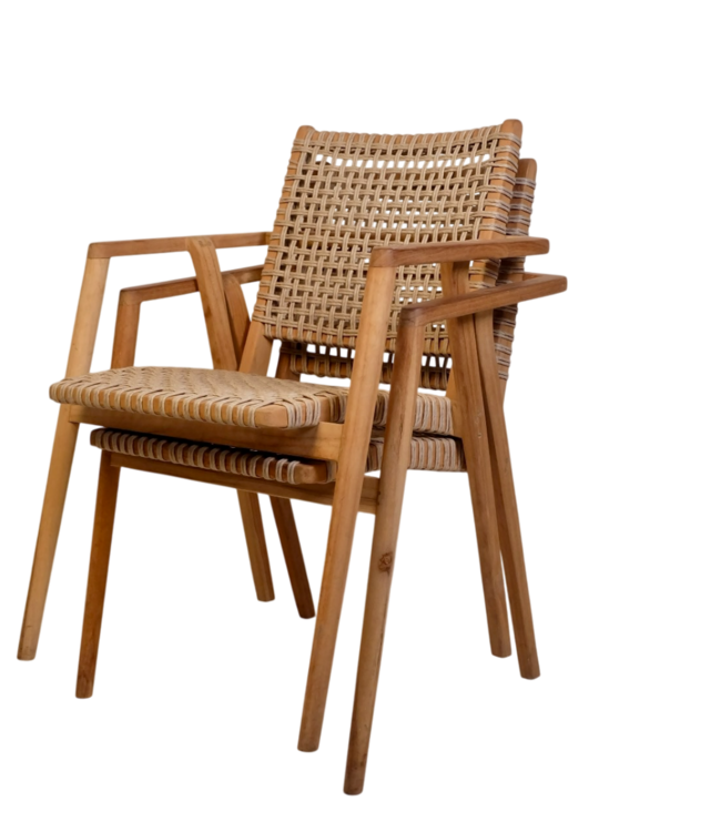 Rene Houtman Tuinstoel Alya - Teakhout/Rotan H84 x B63 x D58 Cm