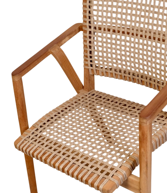 Rene Houtman Tuinstoel Alya - Teakhout/Rotan H84 x B63 x D58 Cm