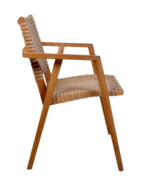 Rene Houtman Tuinstoel Alya - Teakhout/Rotan H84 x B63 x D58 Cm