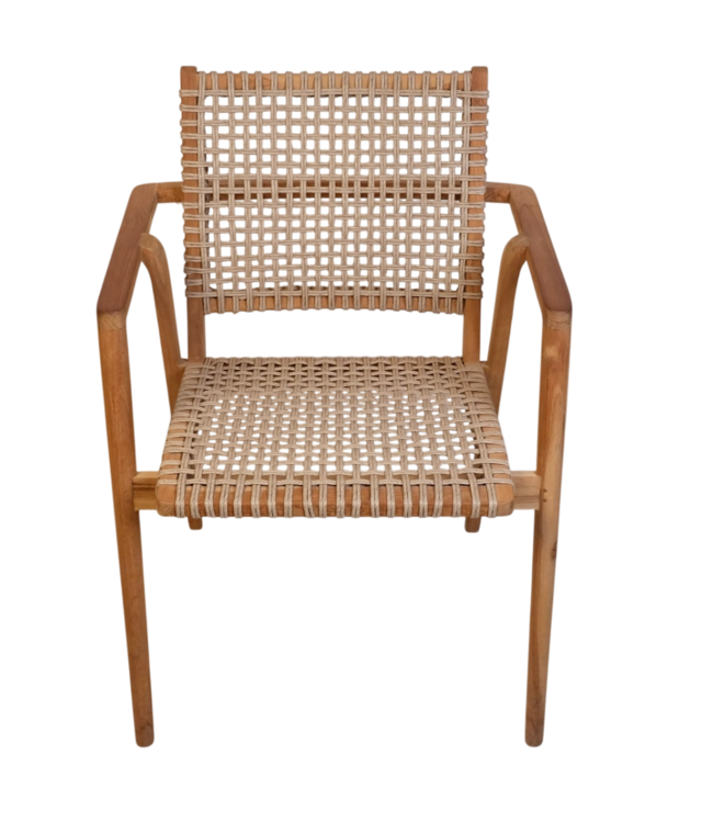 Rene Houtman Tuinstoel Alya - Teakhout/Rotan H84 x B63 x D58 Cm