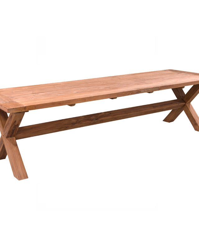 Rene Houtman Tuintafel Kruispoot Teakhout H78 x B240 x D100 Cm