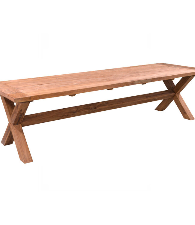 Rene Houtman Tuintafel Kruispoot Teakhout H78 x B300 x D100 Cm