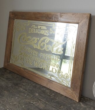 Be-Uniq Oude Spiegel Houten Lijst Coca Cola H61 x B94 x D3 Cm