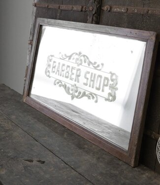 Be-Uniq Oude Spiegel Houten Lijst Barbershop H53 x B92 x D3 Cm