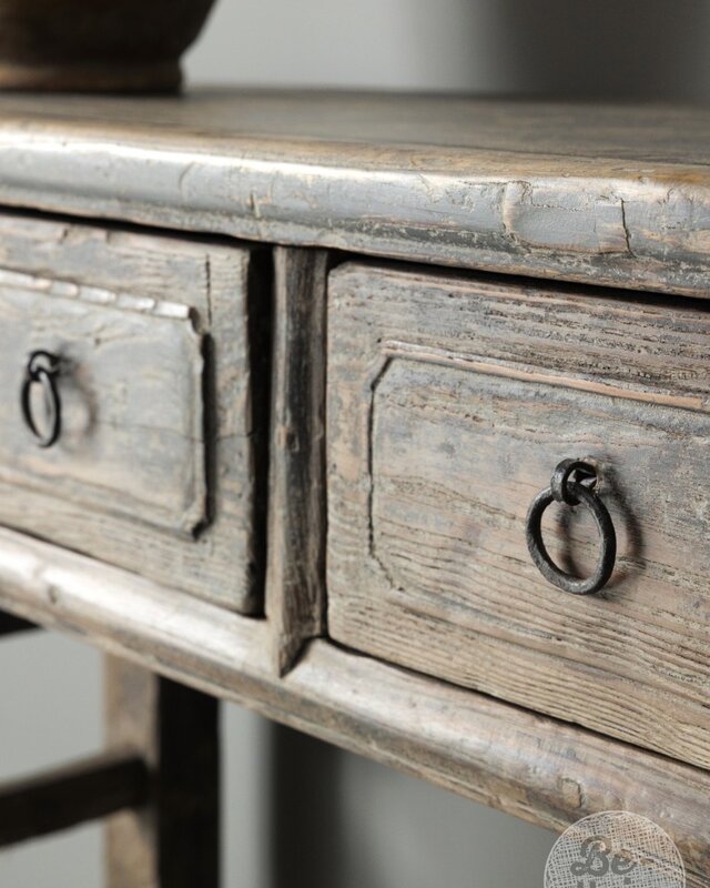 Be-Uniq Oud Houten Wandtafel China 3 Lades H83 x B114 x D40 Cm
