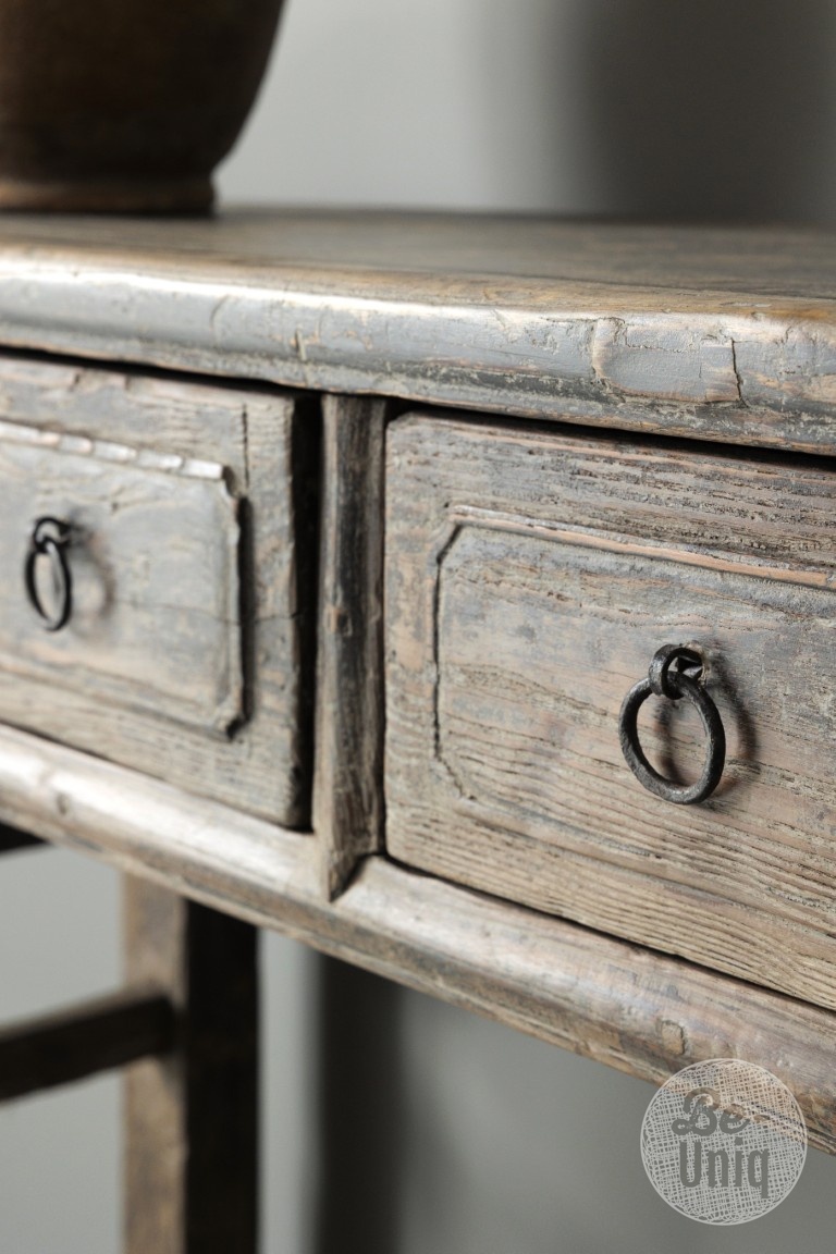Be-Uniq Oud Houten Wandtafel China 3 Lades H83 x B114 x D40 Cm
